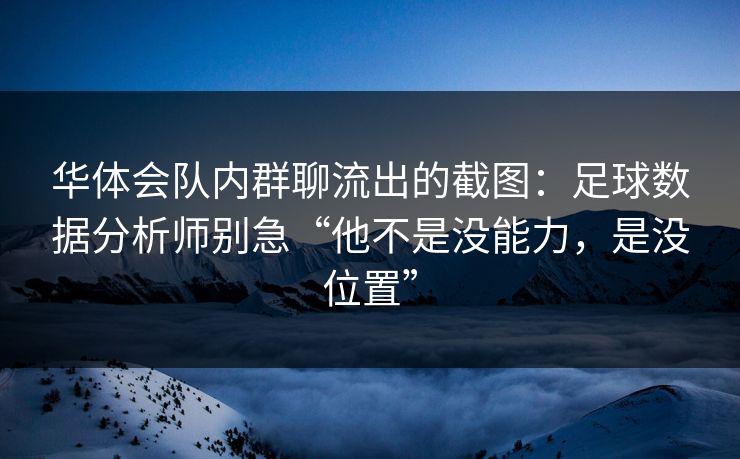 华体会队内群聊流出的截图：足球数据分析师别急“他不是没能力，是没位置”
