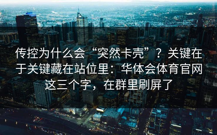 传控为什么会“突然卡壳”？关键在于关键藏在站位里：华体会体育官网这三个字，在群里刷屏了