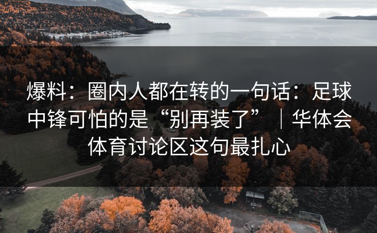 爆料：圈内人都在转的一句话：足球中锋可怕的是“别再装了”｜华体会体育讨论区这句最扎心
